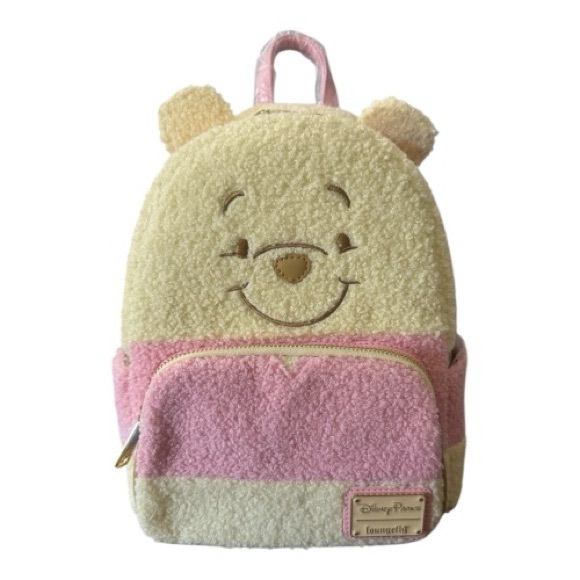 Loungefly Fuzzy Bear Backpack in Pink and Cream main image 4